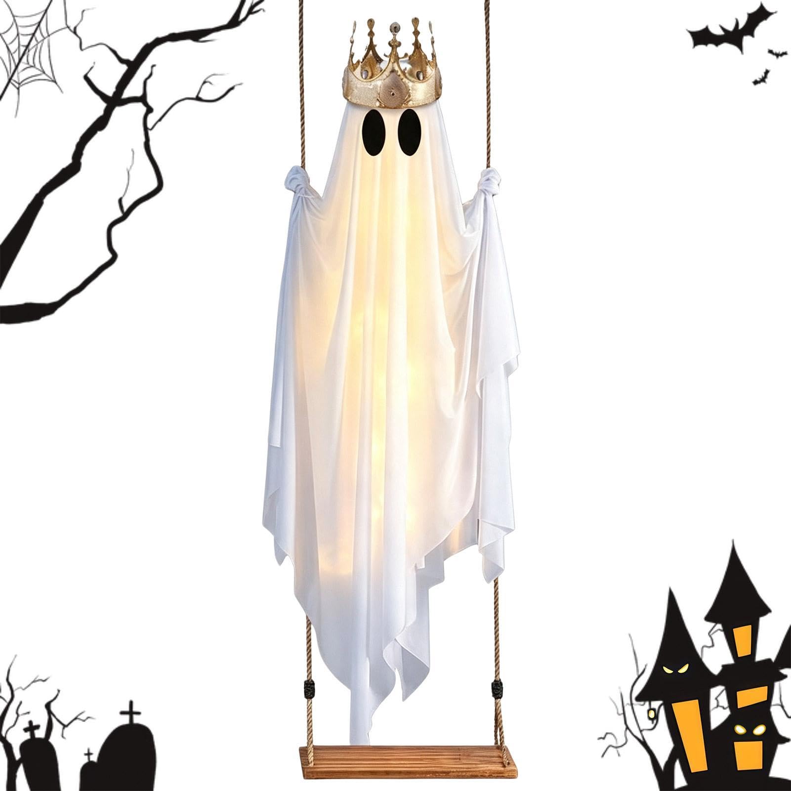 Fantasma Columpiante para Porche con Luz, De Halloween Grande Y