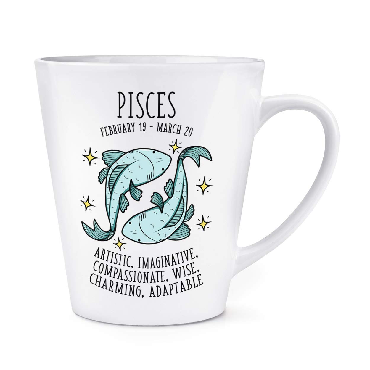 Pisces Horoscope 12oz Latte Mug Cup - Astrology Star Sign Zodiac Birthday
