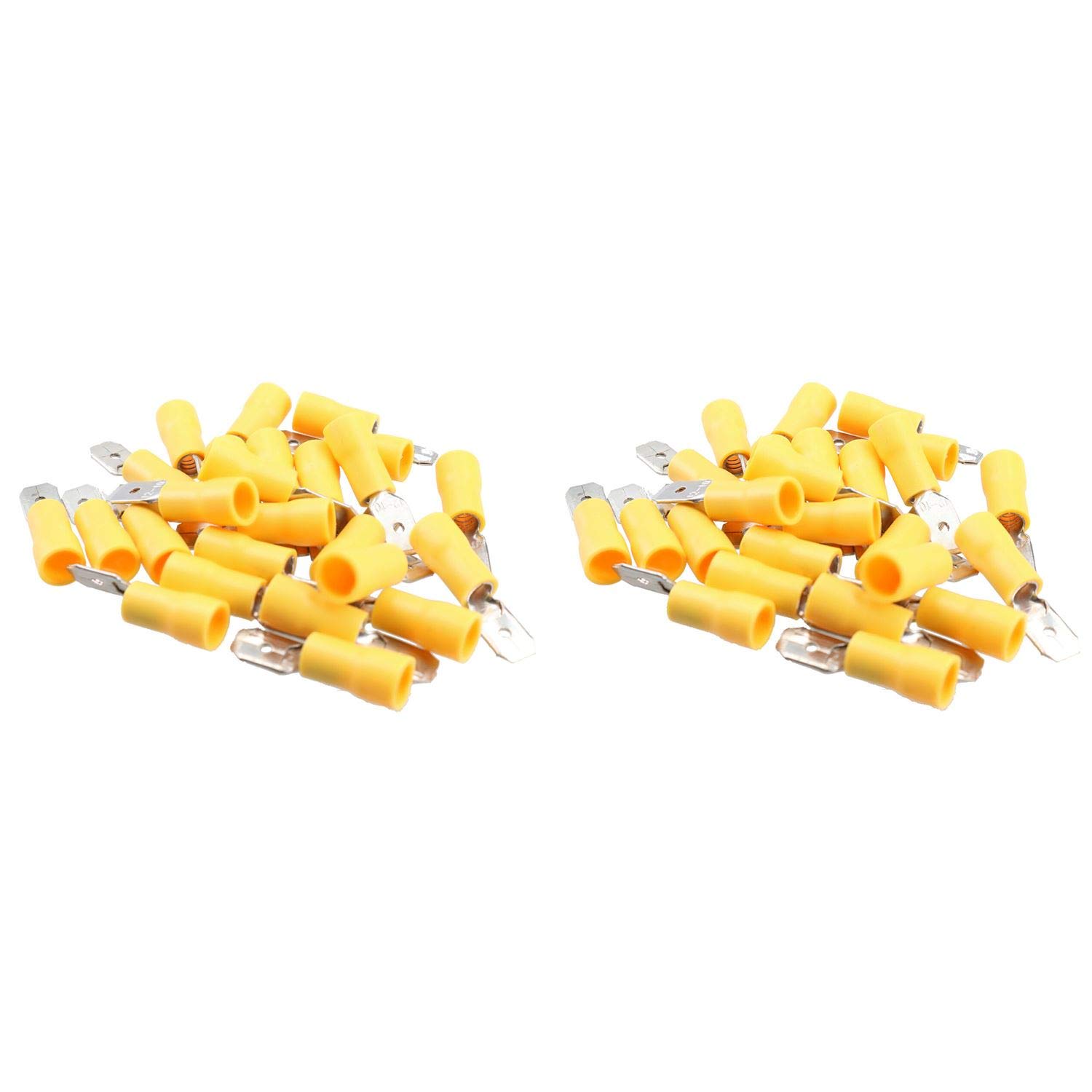 Ab Tools Men's Red (4Mm) 5Mm Yellow Electrical Cable Wire Spade Terminals Crimps Connectors 50Pc