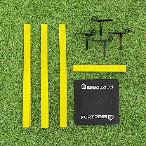 FORTRESS Flexi Cricket Stumps (Full Set) | Base and Ground Spikes Included | Suitable for Bowling & Fielding Drills