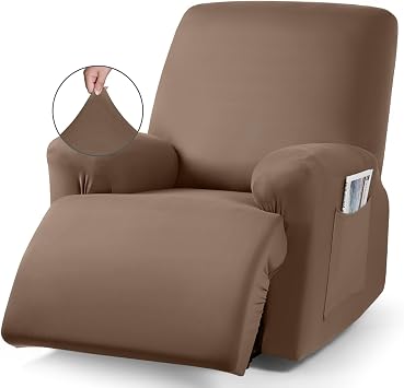 TAOCOCO Stretch Recliner Chair Covers 3-Piece Recliner Covers for Small Recliners with Arms, Polyester Fabric Chair Covers Soft Furniture Protector, Washable Light Coffee Recliner Chair Cover