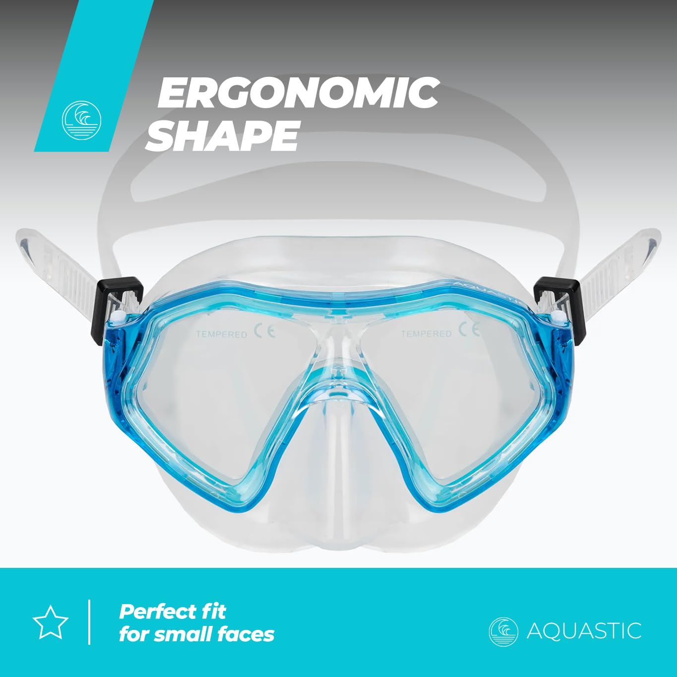 AQUASTIC Juego de esnórquel para niños Shelly 3 en 1, 33/38, máscara de esnórquel y Aletas, Color Azul Oscuro, máscara Ajustable, Boquilla hipoalergénica para mar y Vacaciones, Comodidad Impermeable