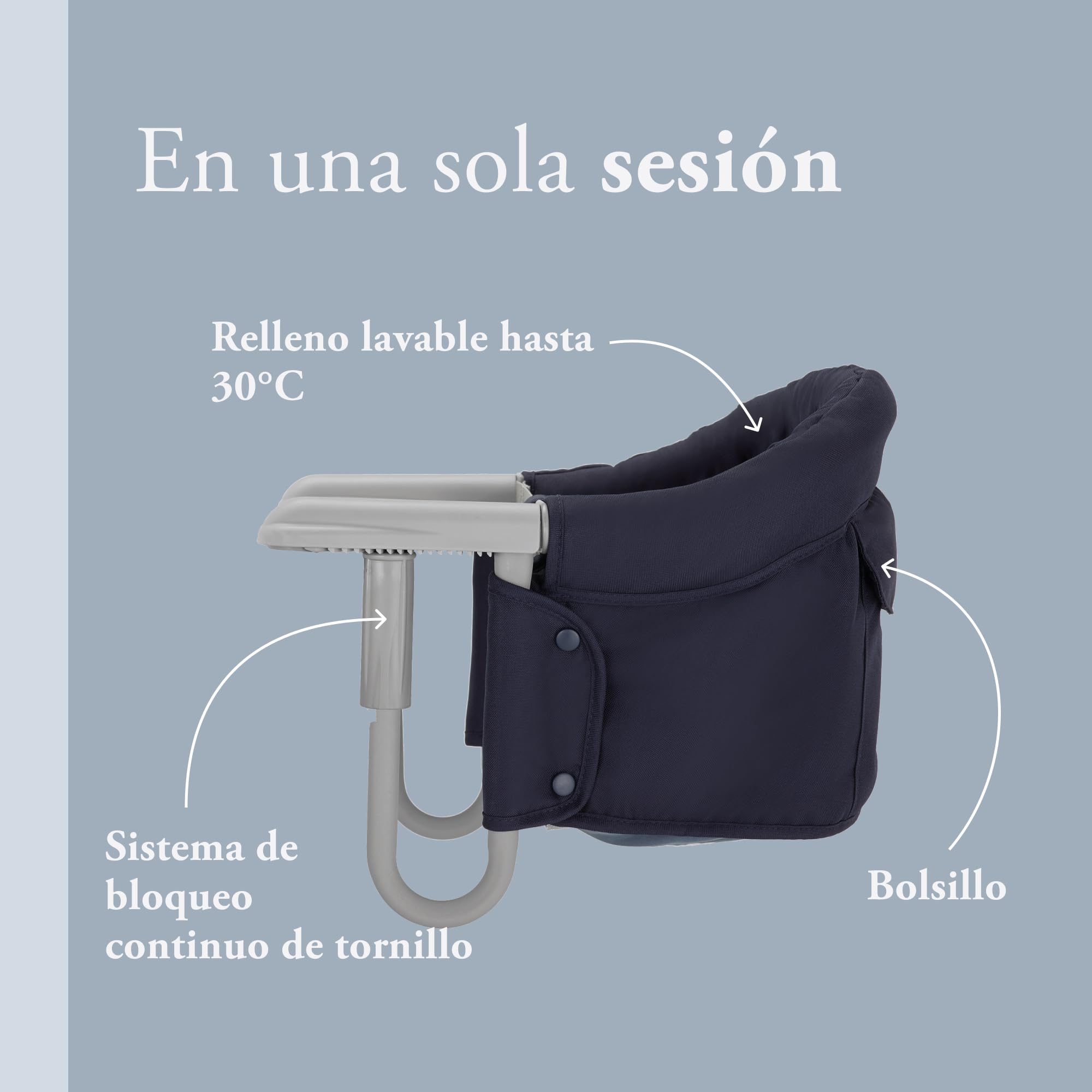 Inglesina Fast, Seggiolino da Tavolo Pieghevole, Blu (Blue), Facile Trasportare, Lavabile, Installazione Sicura, Fino a 15 kg, 35 x 27 42 cm
