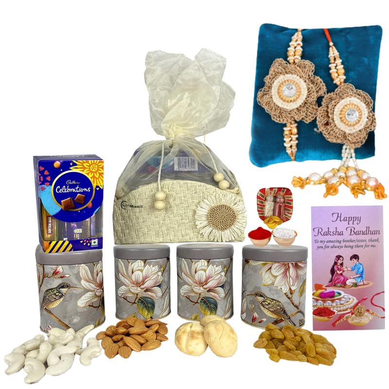 Image of NUTRI MIRACLE Rakhi Celebration Assortment of Dry Fruits and Bars | Anniversary Gift Pack with Healthy and Tasty Ingredients