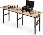 VEVOR Courbe de travail réglable, 2000 Capacité, 61 x 20-inch Banc de travail lourd avec 27,136 pouces Réglage de la hauteur, Garage Workbench avec sorties d'alimentation, adapté pour le bureau, Garager, Atelier