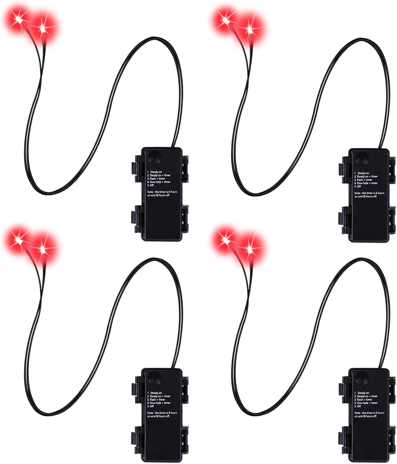 4PCS LED Red Glowing Eyes for Halloween Mask Light up Skeleton Eyes with Timer, Led Glowing Light Up for Halloween Christmas Decoration Skull Masks Props, Cosplay Party Mask Glowing Eyes (Red)