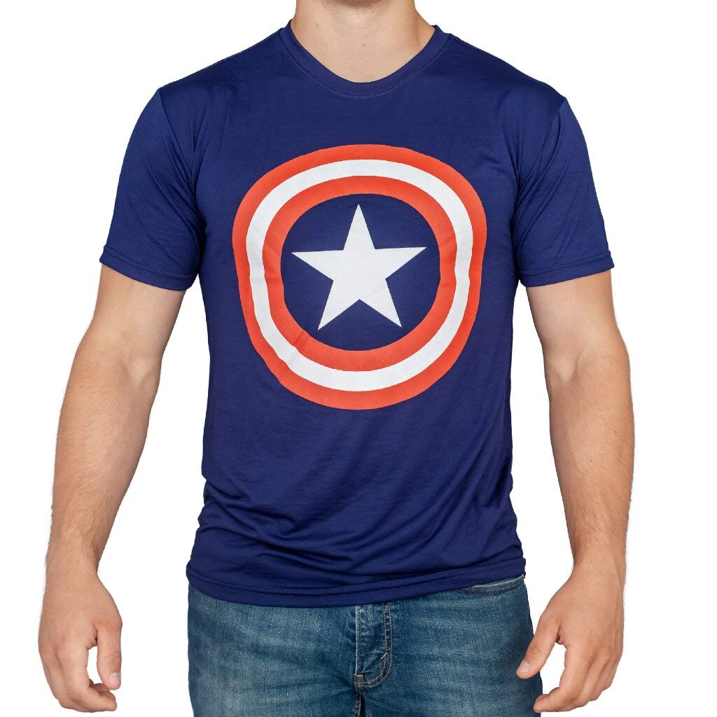 Captain America Shield Adult Navy Performance T-Shirt