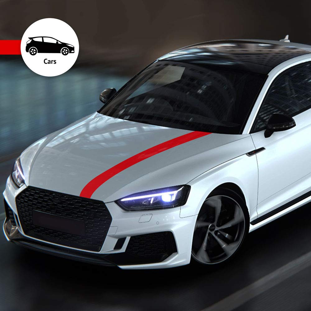 4R Quattroerre.it 10541 Trim Stripes Strisce Adesive per Auto, Rosso, 100 mm x 10 mt