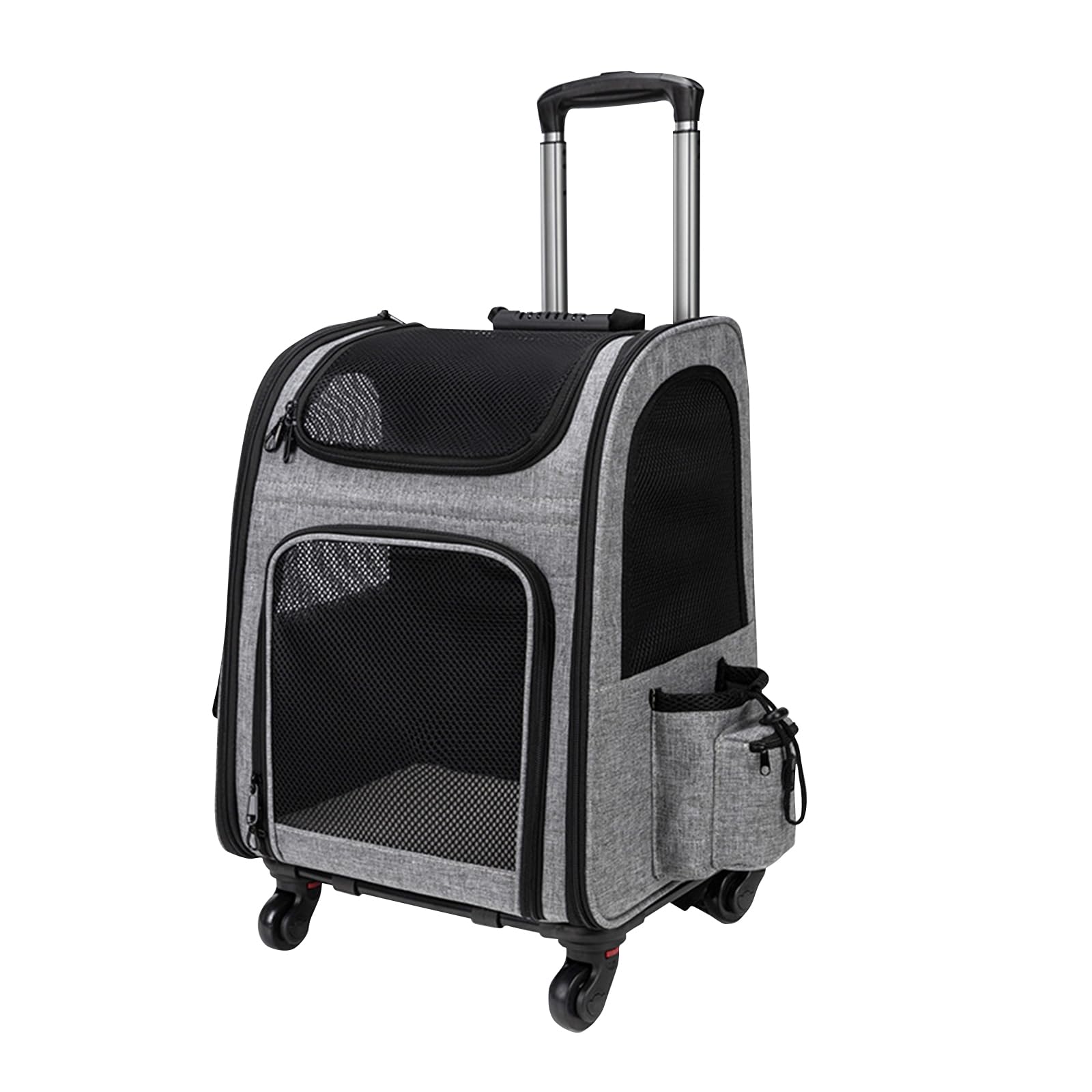 Galatée Cochecito para Mascotas, Mochila para Perros con Ruedas Extraíbles, Mochila para Perros Aprobada por Aerolíneas, Bolsa De Viaje para Mascotas con Ventanas De Ventilación De Malla(Gris)