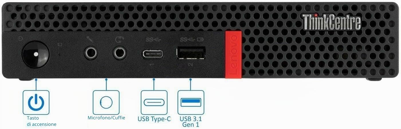 Lenovo ThinkCentre M700 Mini Desktop PC, Intel Core i7-6700T, 16 GB RAM, 512 GB SSD, tastiera US QWERTY WiFi, Bluetooth, Windows 11 Pro (ricondizionato)