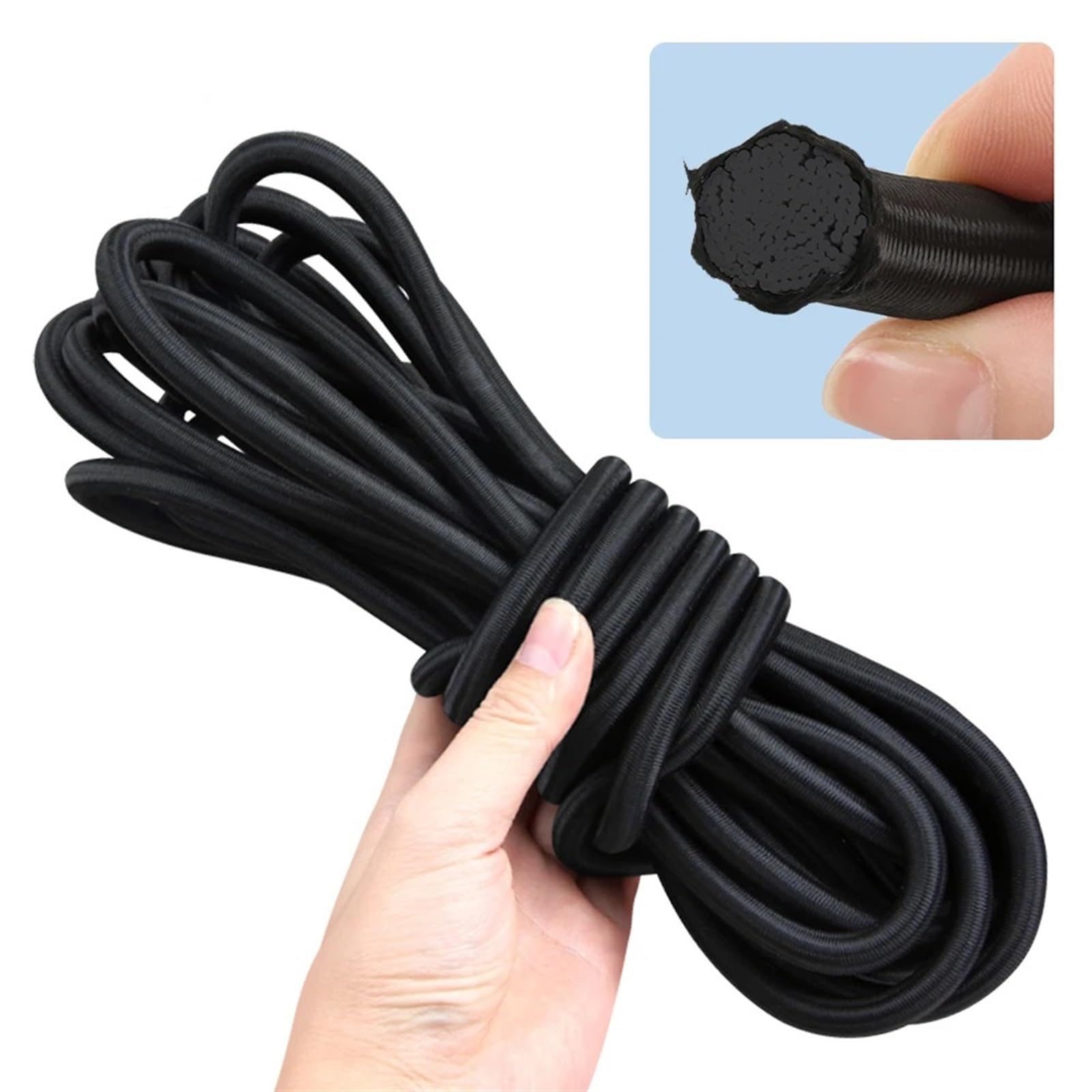 Cuerda Elastica Cuerda elástica Fuerte de 4 mm a 10 mm, Cuerda elástica elástica for Hacer Joyas, proyectos al Aire Libre, Carpas, Kayaks, Botes, etc.(5 Yards_10MM)