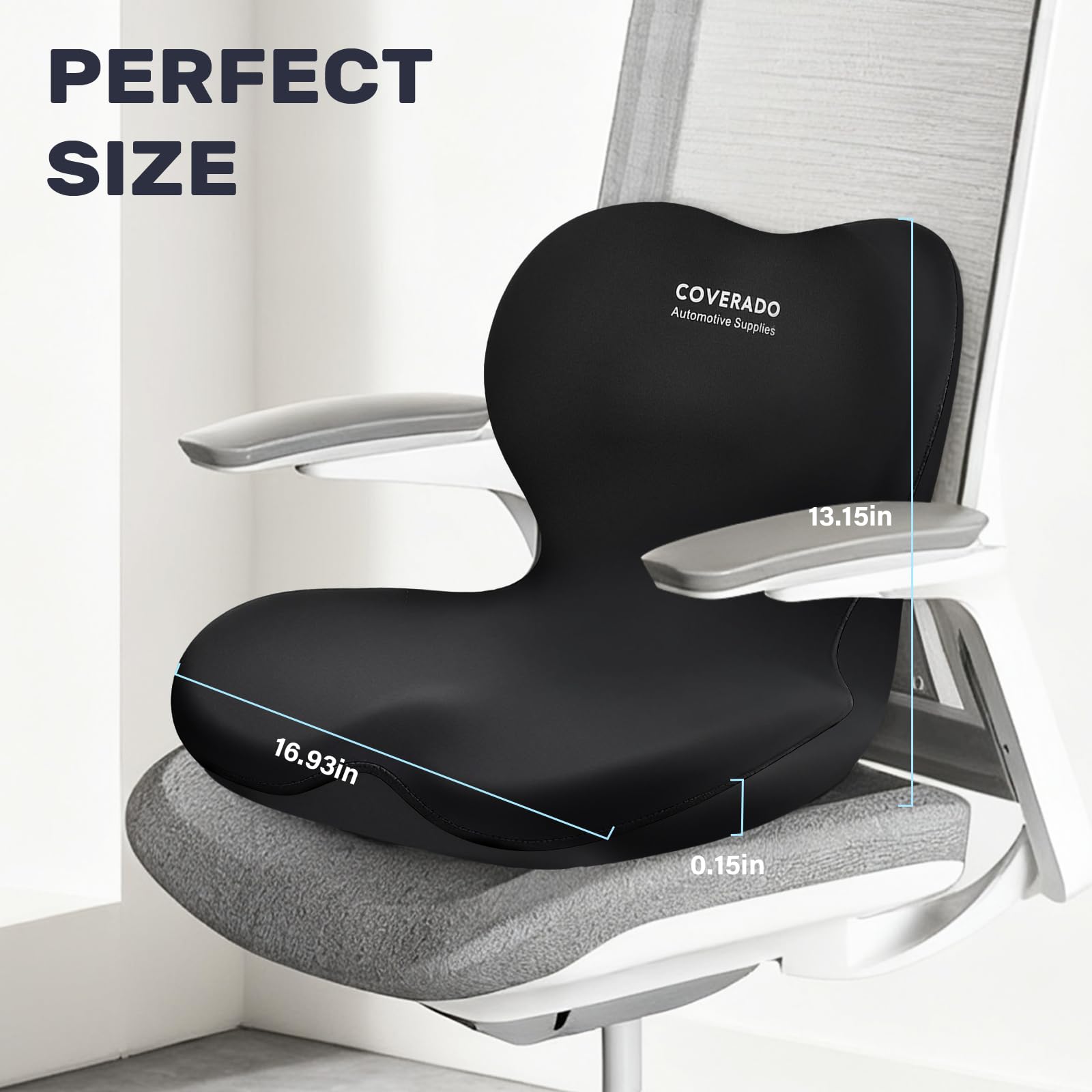 Coverado Cuscino Lombare e Cuscino di seduta Auto, Ergonomico Supporto Lombare per Auto in Memory Foam, Sedia da scrivania Cuscino di sostegno posteriore per la Casa, Ufficio