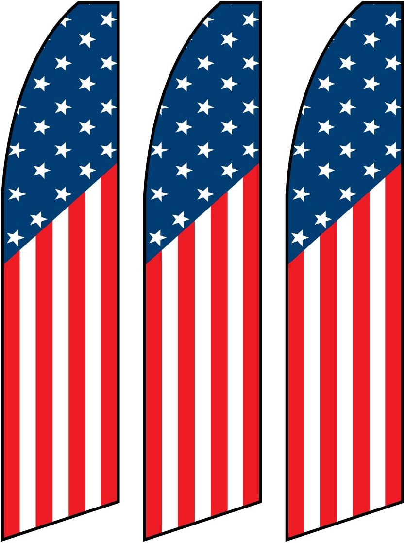 CarBowz EZ Line US American Swooper Feather Flag 15ft Outdoor Sale Flag 3 Pack