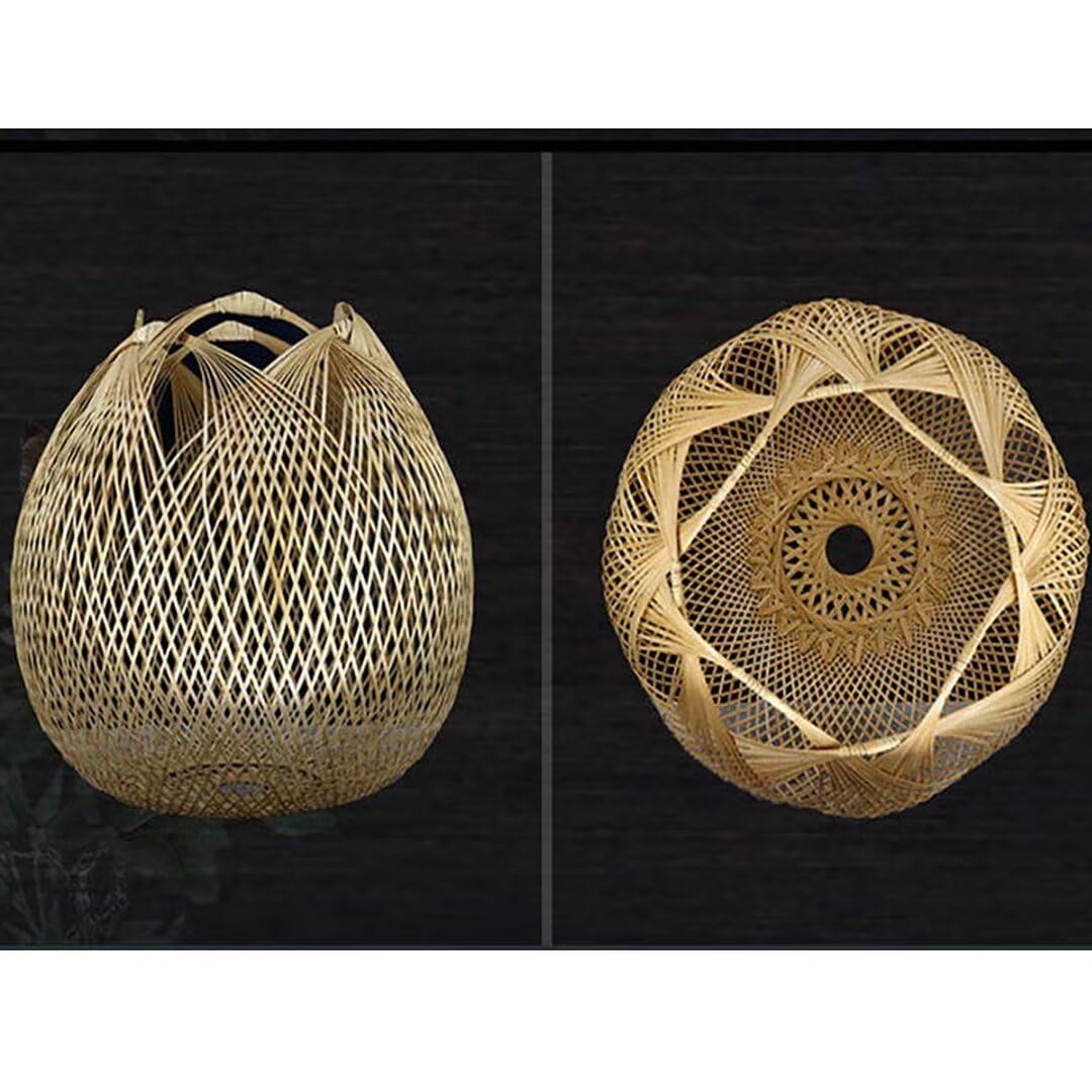 Lámpara colgante de bambú tejida creativa, lámpara de techo con pantalla de bambú, lámpara de techo para comedor, restaurante, dormitorio, cafetería, bar