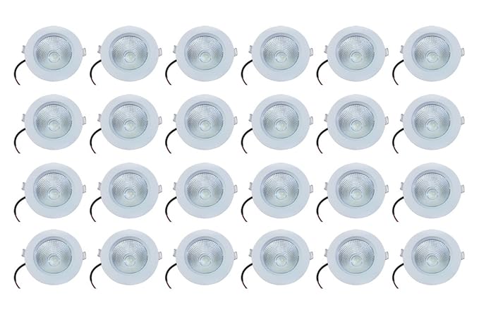 BENE? Gleam Virgin Plastic Round Ceiling Light, (White 7w, Pack of 24 Pcs)