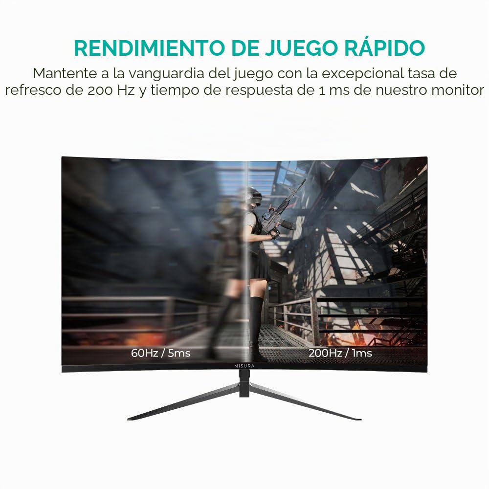 MISURA | Monitor Gaming 24" Curvo | 200 Hz | Full HD | 1ms | HDR | FreeSync, GSync, Overdrive, Flicker Free | HDMI, DP | 4000:1 - MM24DFA