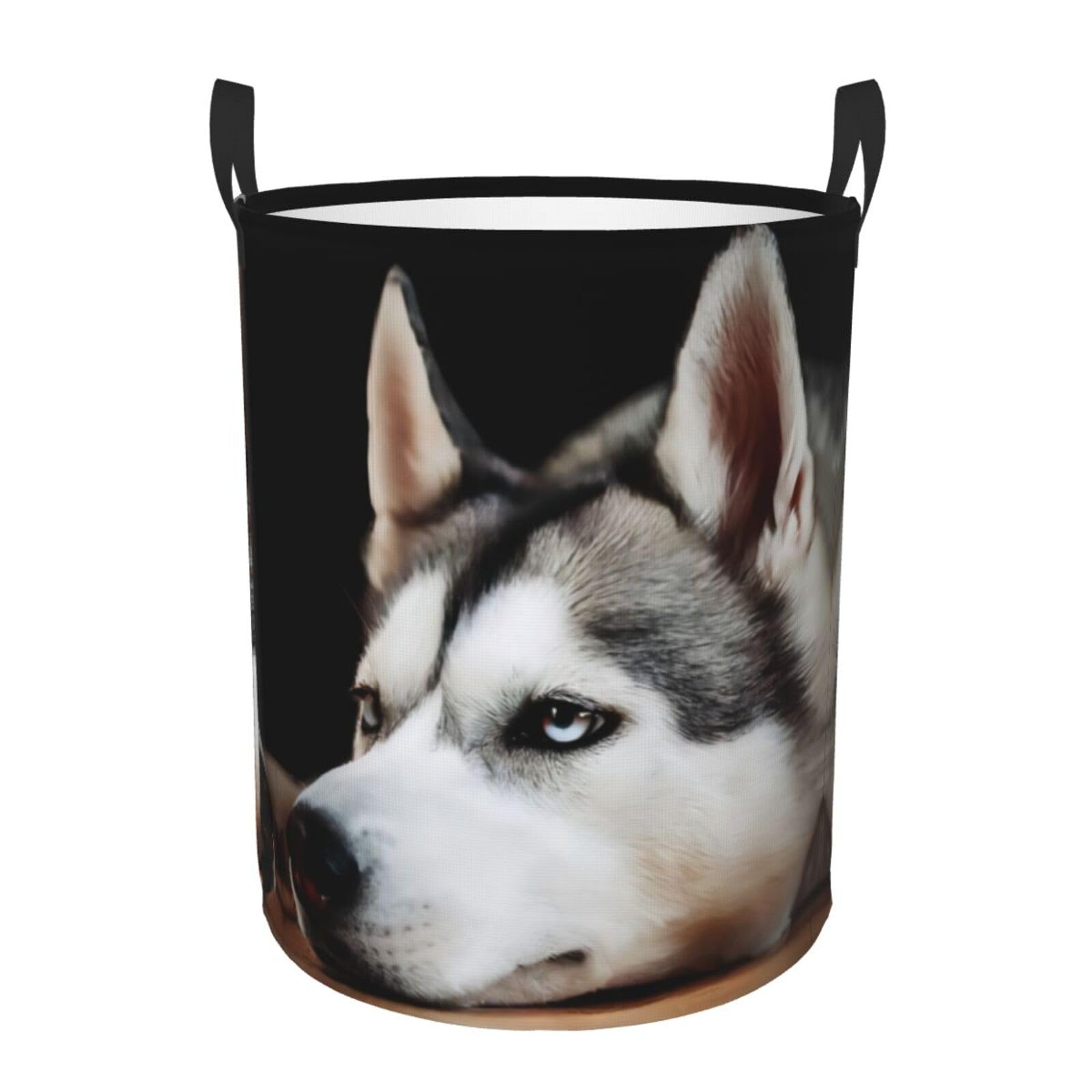 M Circular Hamper – Collapsible Husky Dog Print Laundry Basket