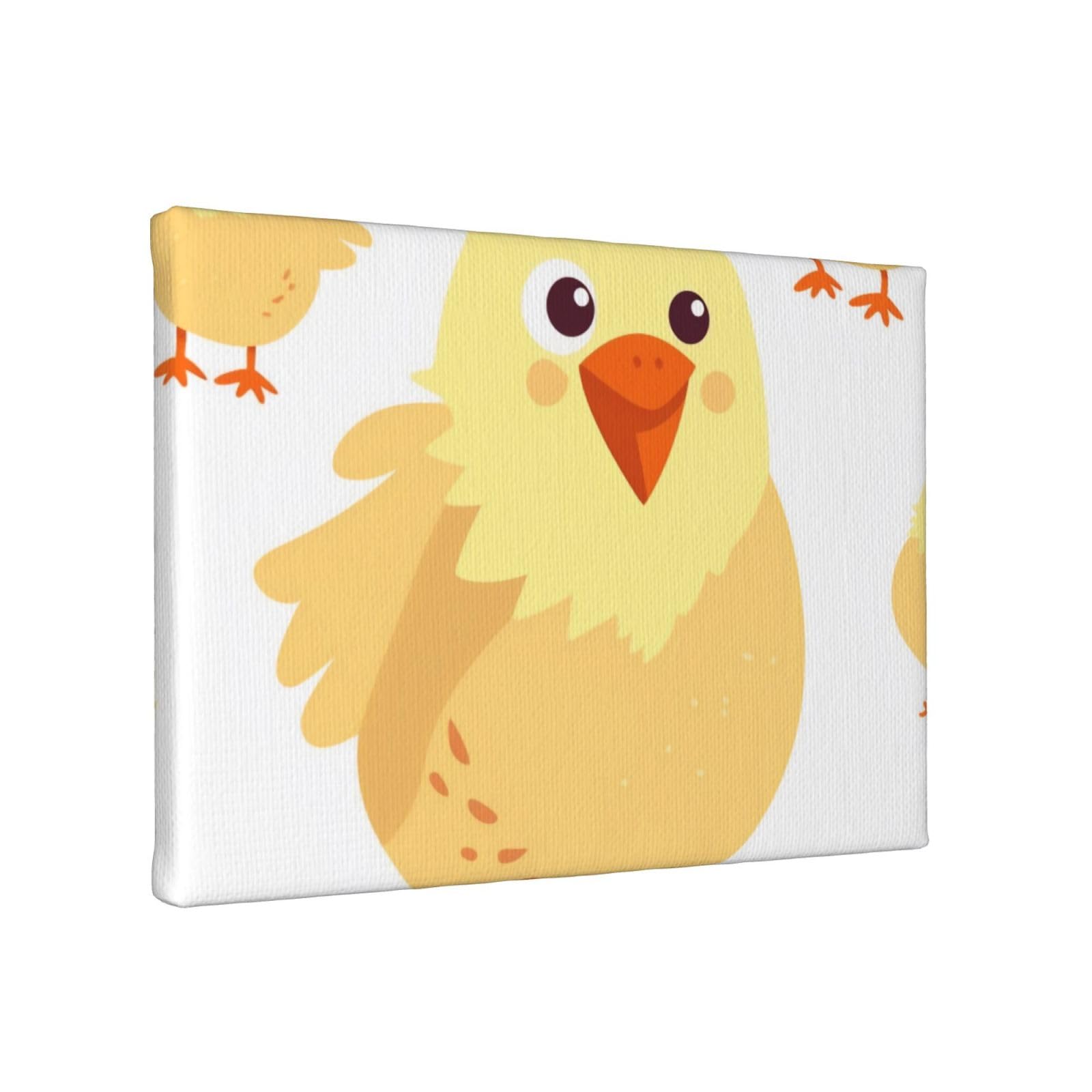 YKLJG Chicken Chick Printed Wall Art Canvas Painting 30x20 CM Wooden Framed Picture Painting Artwork Prints for Bedroom Kitchen Home Office Decor