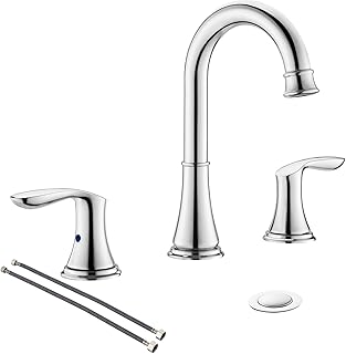 Sponsored Ad - 3 Holes 2 Handle Chrome Widespread Lead-Free 8 Inch Bathroom Faucet,with Metal Pop-Up Drain and Water Suppl...