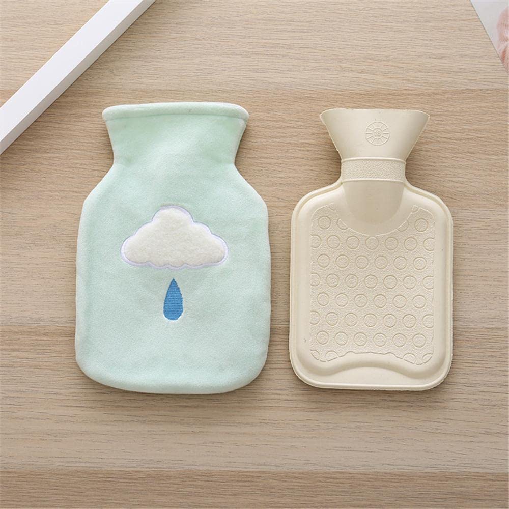 Wärmflasche mit Bezug, Wettermotiv, 500 ml, Gummi-Wärmtasche zur Schmerzlinderung, Handwärmer, Geschenk für Frauen und Mädchen, 4 Stück