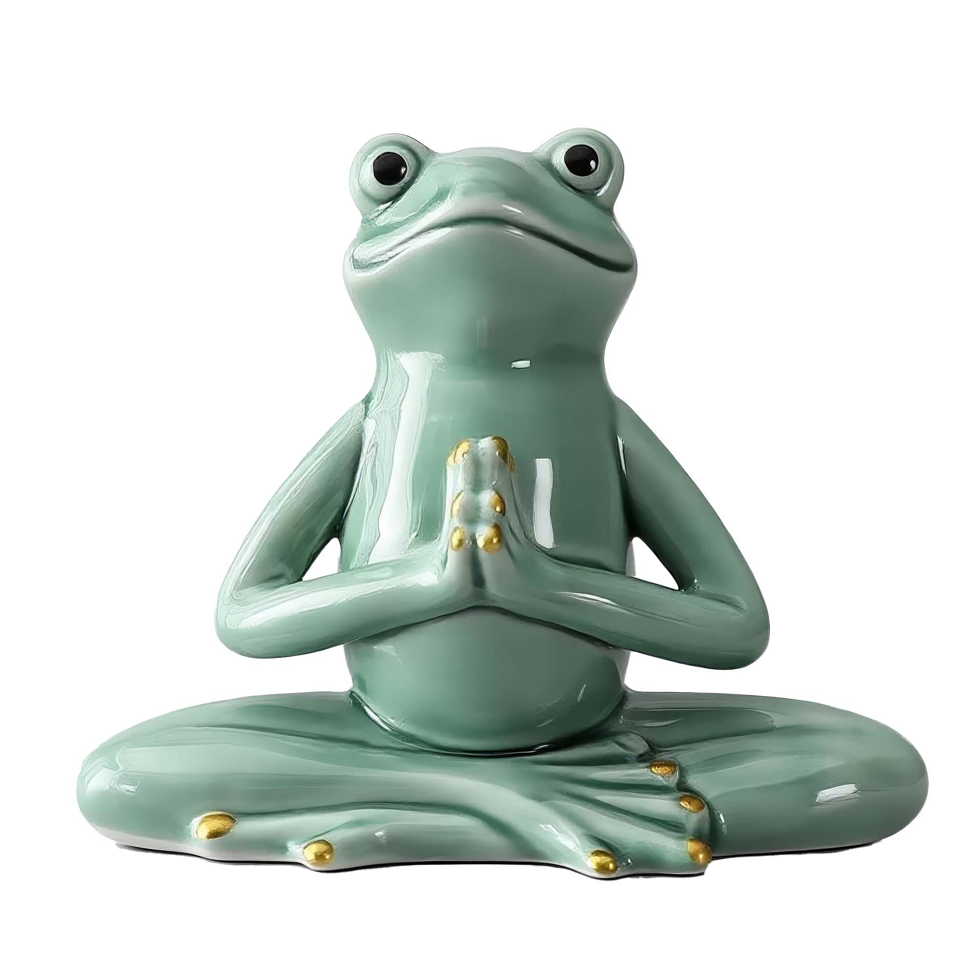 Chiorgone Meditating Yoga Frog Statue - Ceramic Zen Home Decor Lucky Feng Shui Blessing Figurine