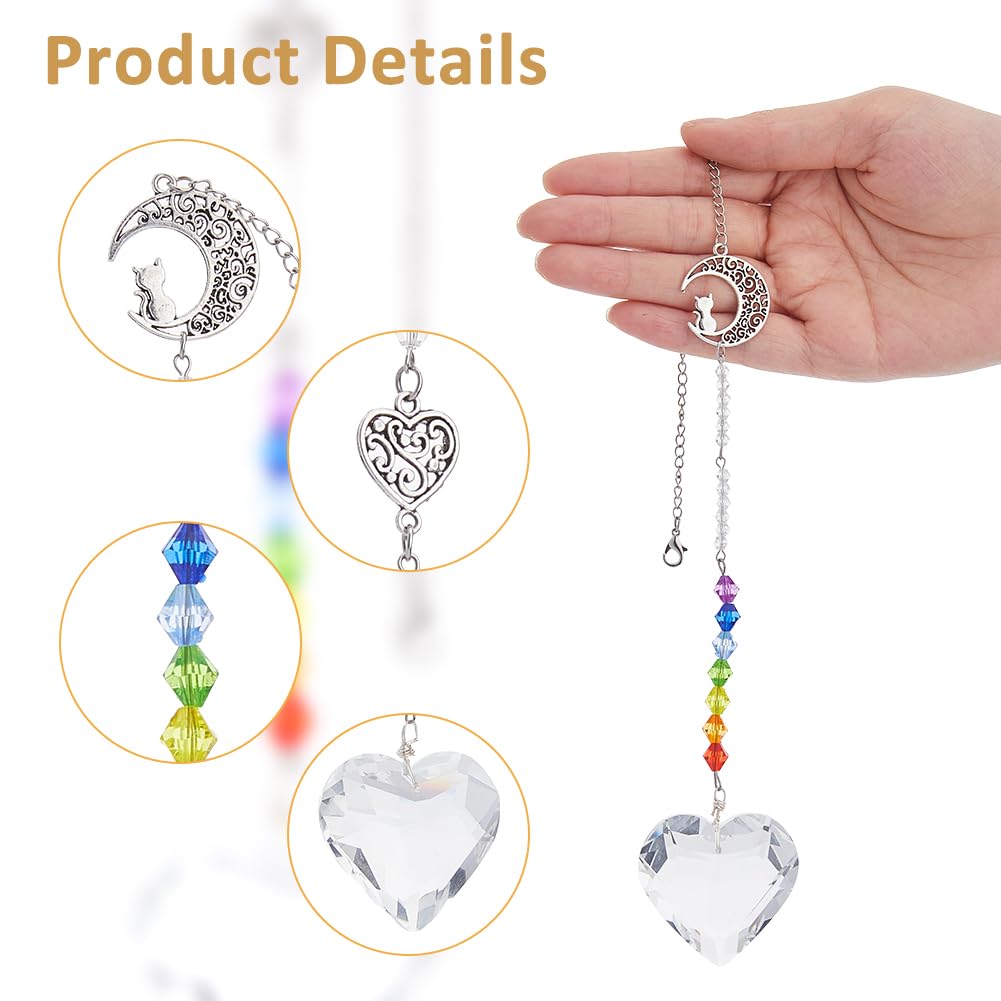 SUPERFINDINGS 3Pcs Dog Memorial Gifts for Loss of Dog Sun Catcher Sympathy Gift Idea Window Suncatcher Crystal Heart Moon Hanging Ornament for et Passing Away Loss Rainbow Maker Gifts - Image 4