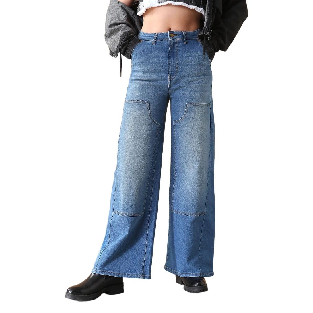 Women's Baggy Fit Jeans| Solid | High Rise | Stretchable | Jeans for Woman-image-40