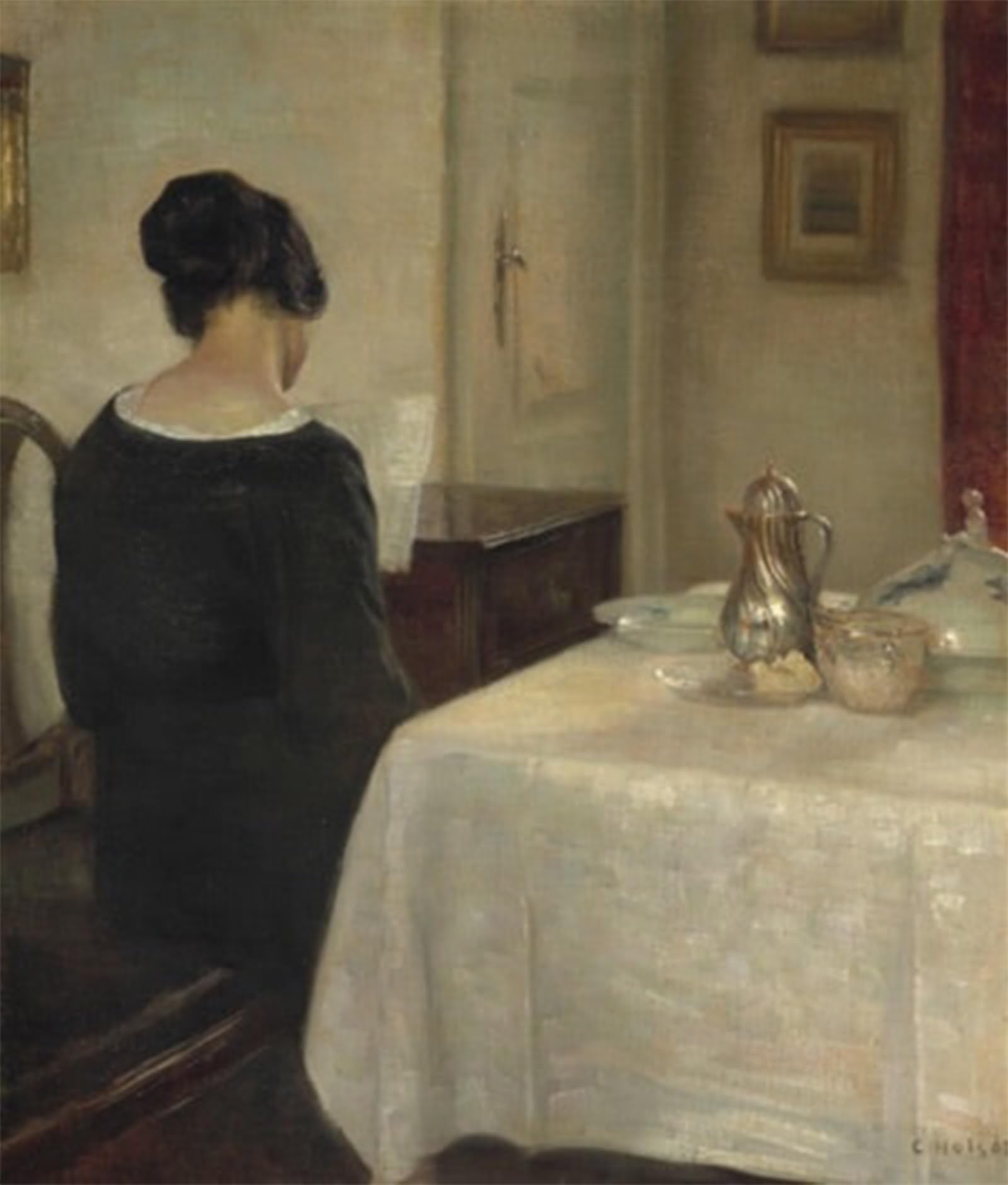 POSTERIIk Famous Animal Posters Vintage Picture Interior with the artist's wife reading Carl Vilhelm Holsoe Modern Wall Decor for Home Decor 60x90cm