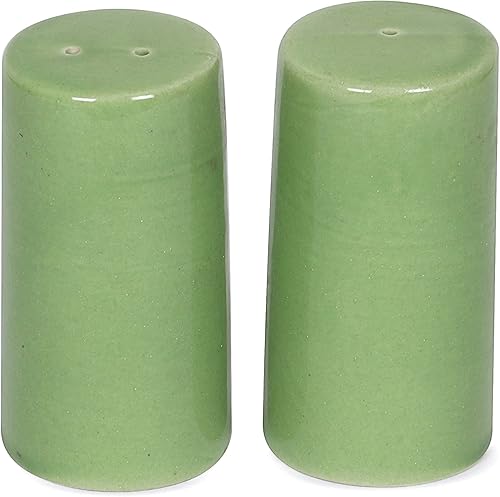 Salero y pimentero de cerámica Soporte para mesa de comedor Dispensadores para el hogar y la cocina verde (juego de 2)