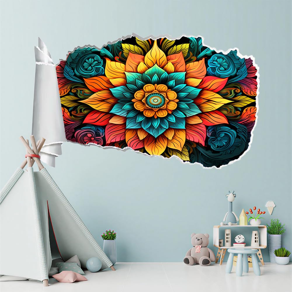 3D Durchbruch Wandtattoo Mädchen Kinderzimmer Blumen Wandaufkleber Dekorative Anlage Wandsticker für Junge Teenager Zimmer Wohnzimmer Schlafzimmer Wandbilder Deko