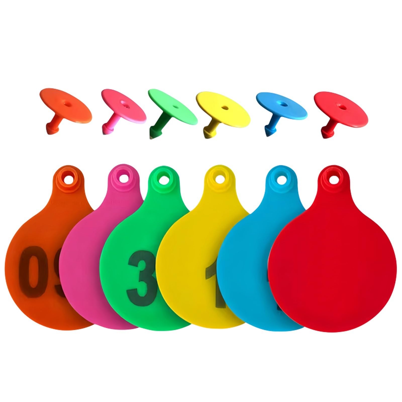 Etichette auricolari per bovini, 100 pezzi, in TPU, per bestiame, pecore, maiali, identificazione 001-100 (rosso)