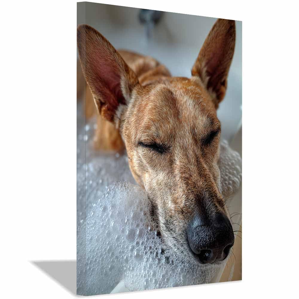 ZAMAEIU Canvas Print Wall Art Dog Bathing Abstract Dog Animal Paintings, Suitable for living room, bedroom, for Kids Room Decoretc.(brown)-80x120cm Framed