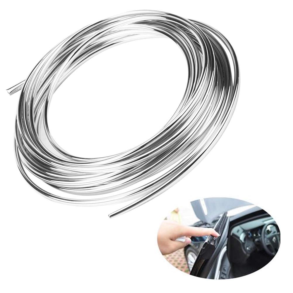 6m/19.7ft Car Door Trim Strip Line, Car Door Edge Modanatura Trim Strip Scratch Guard Protector Cover For Car's Door, Air Conditioner Rim, Grille Rim(D'argento)