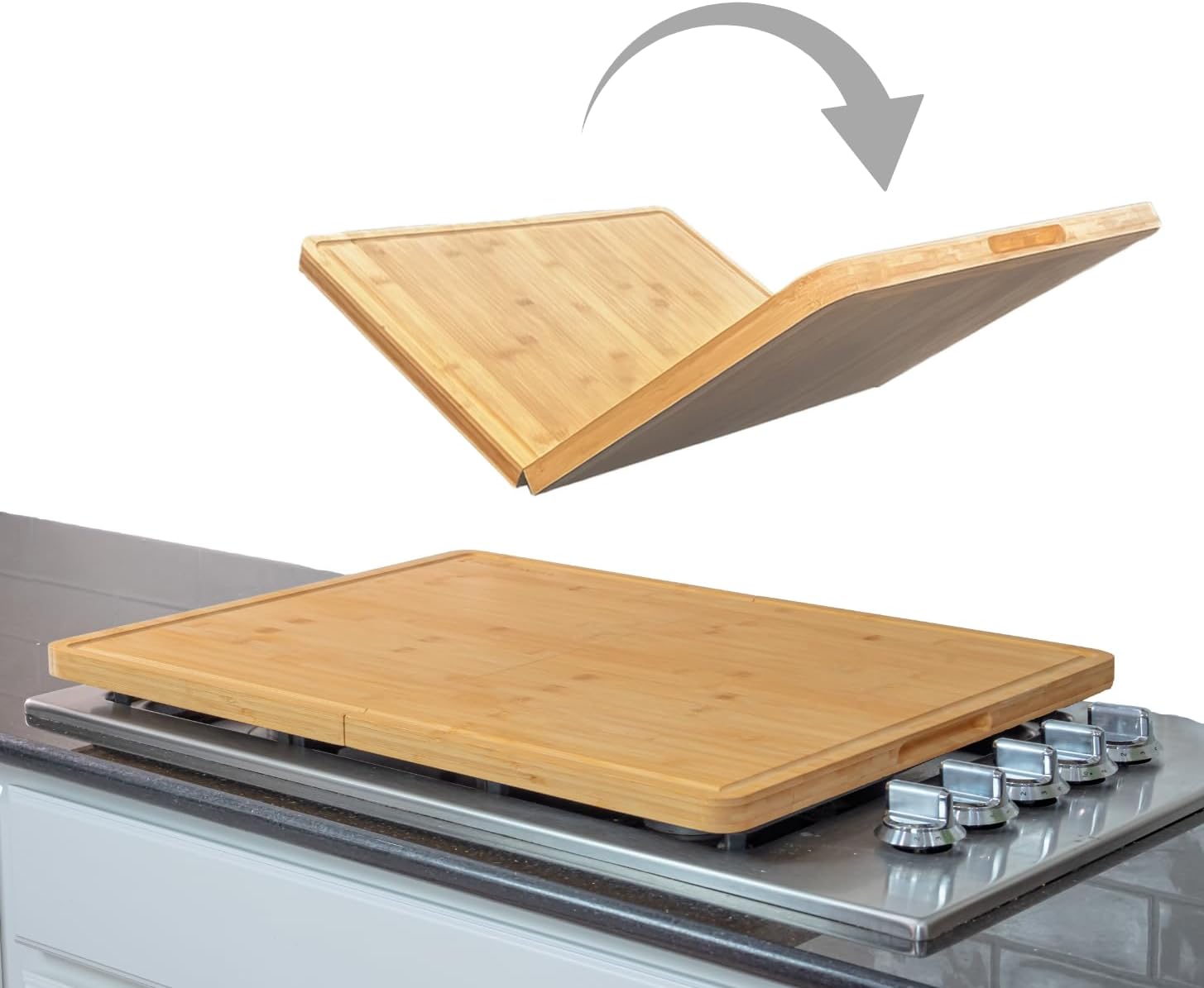 Extra Large Foldable Stovetop Cover Cutting Board – Double-Sided 29" x 21" Collapsible Charcuterie Noodle Board – XL Prep Deck & Sink Cover for more Counter Space
