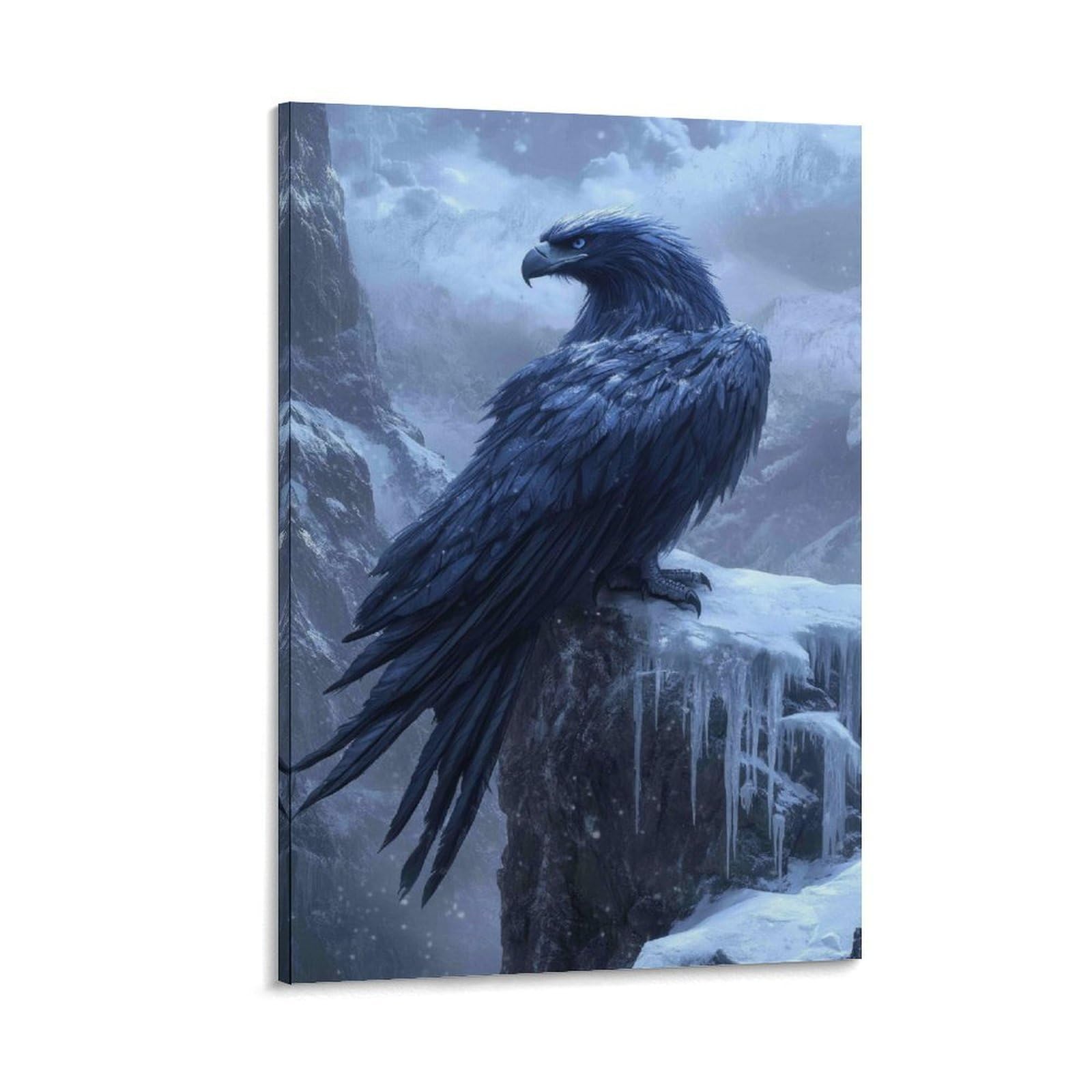 DHBANEIOK Eagle Perched Snowy Cliff Poster Artwork Canvas Prints Picture Modern Wall Art Picture Wall Hanging for Living Room Home Decorations 20x30inch(50x75cm)