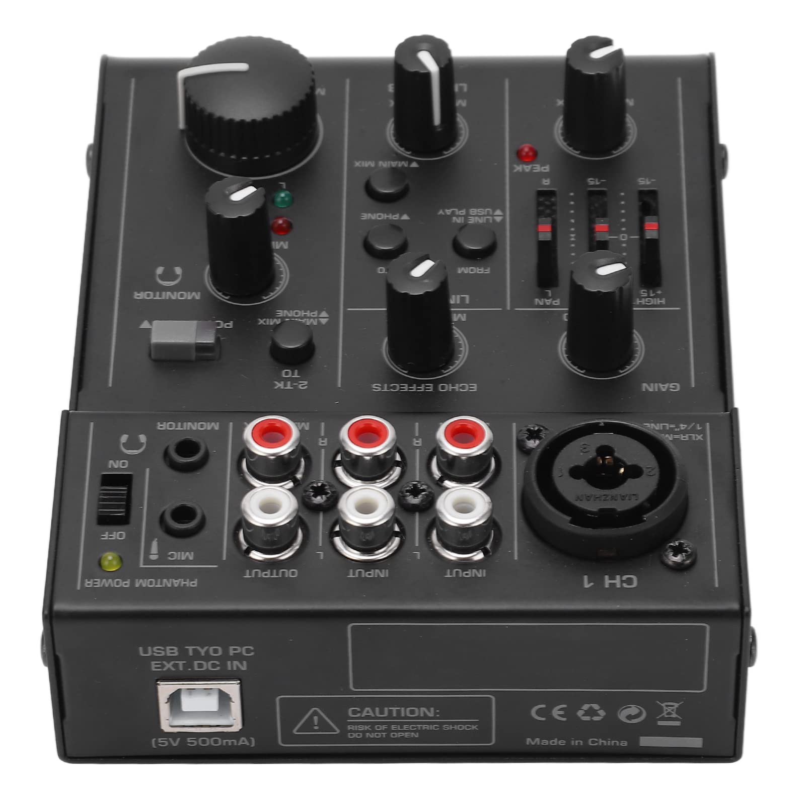 CHICIRIS Kompakter Digitaler Metallmixer, USB-betriebener Audio-Mixer-Controller mit Effekten, für Mikrofon, Computer, Laptop, PC, Mobiltelefon, Leistungsverstärker