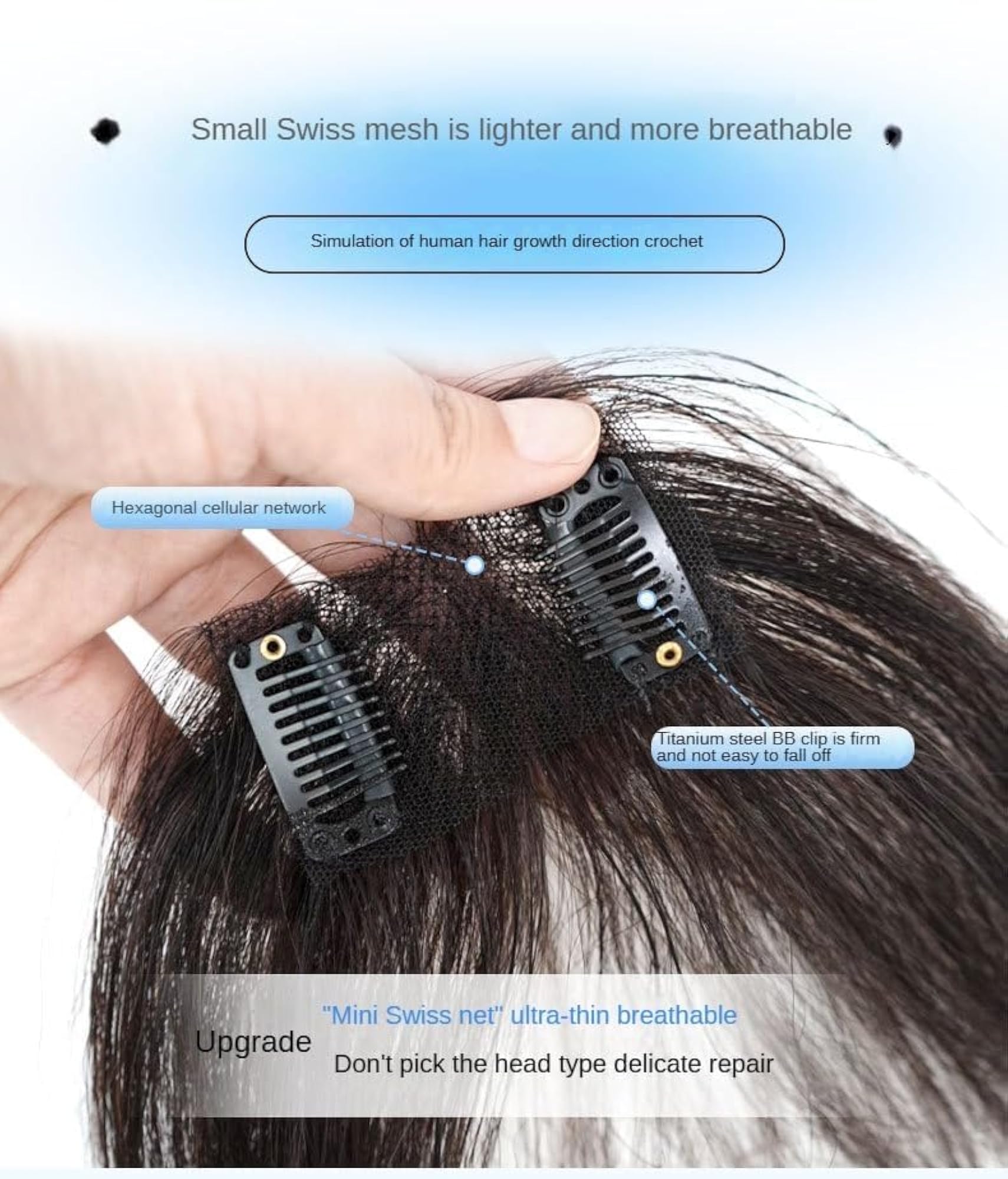 Hair Patch for Women, Clip-in Bangs for Everyday Wear
