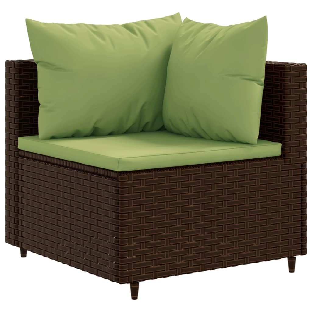 Set Divani da Giardino 9pz Marrone in Polyrattan con Cuscini per Terrazza Patio e Balcone, Arredo Lounge Resistente al Sole e all'Acqua per Relax e Spazi Esterni