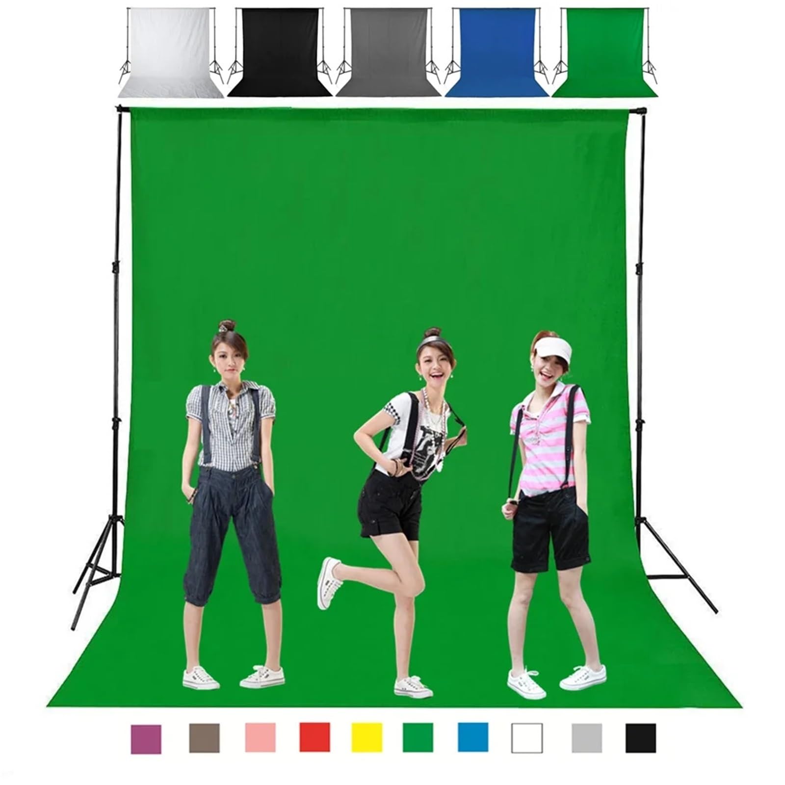 Sfondo Green Screen 1.6X1/2/3/4M Fondali Fotografia Poliestere Cotone Photo Studio Sfondo Schermo Verde Foto Sfondo 5 colori(White,160 X 400CM)