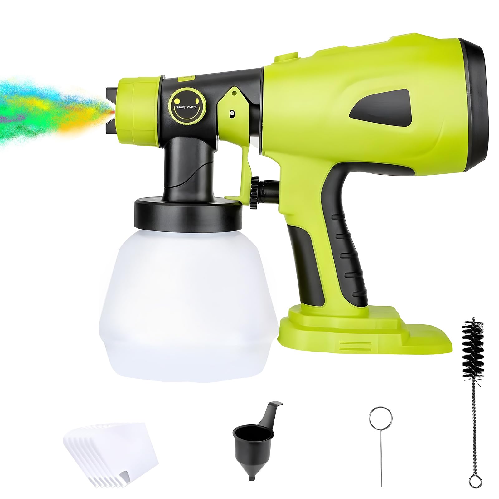 Pulvérisateur de Peinture sans Fil Ryobi 18 V - Pistolet Électrique HVLP Portable avec 4 Buses et Récipient de 1000 ML pour Murs, Clôtures, Bricolage et Maison
