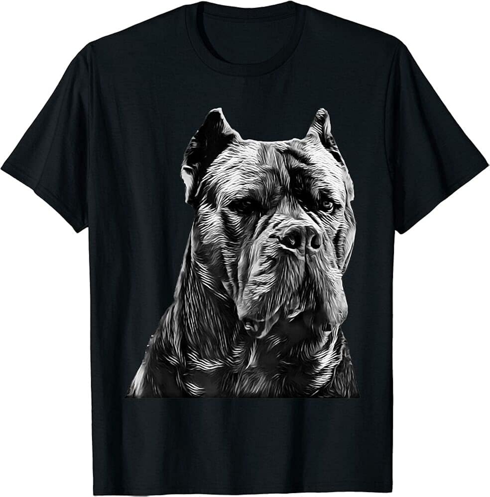 Italian Mastiff Head Cane Corso Dog Cotton Tshirt Top Short Sleeve T