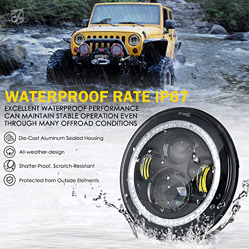 Image of Multi-Color 7 inch LED Headlights Compatible with 2007-2018 Jeep Wrangler JK