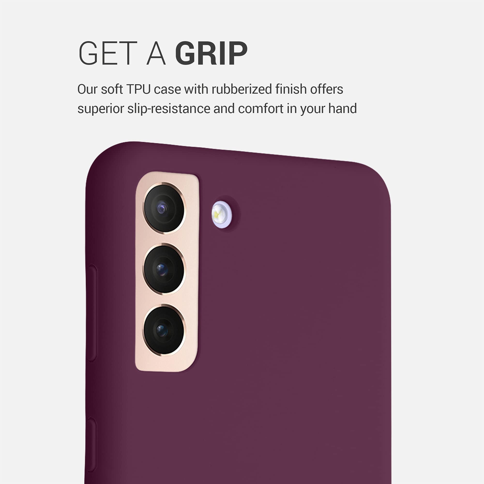 kwmobile kwmobile Case for Samsung Galaxy S21 Plus Case - Soft Cover - Shockproof Silicone - Wireless Charging Bordeaux Violet in use