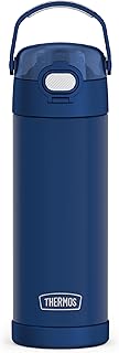 THERMOS FUNTAINER 16 Ounce Stainless Steel Vacuum Insulated Bottle with Wide Spout Lid, Navy