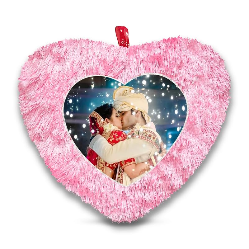 Fur Personalized Gift Photo Cushion for Boyfriend Girlfriend Husband Wife on Occasions Valentine's Day Birthday Anniversary Special Love Gift Heart 15x17 inch, Pink (PC50)-image-35