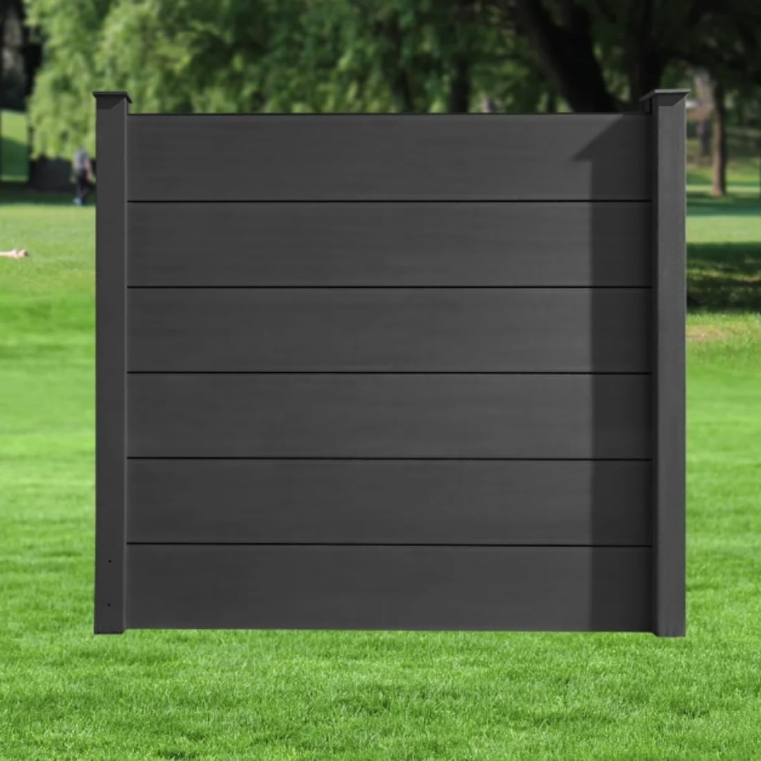 HORI Sichtschutzzaun XXL WPC Sichtschutz Gartenzaun Zaun Lamellenzaun, ohne Pfosten, 180 x 180 cm - Anthrazit