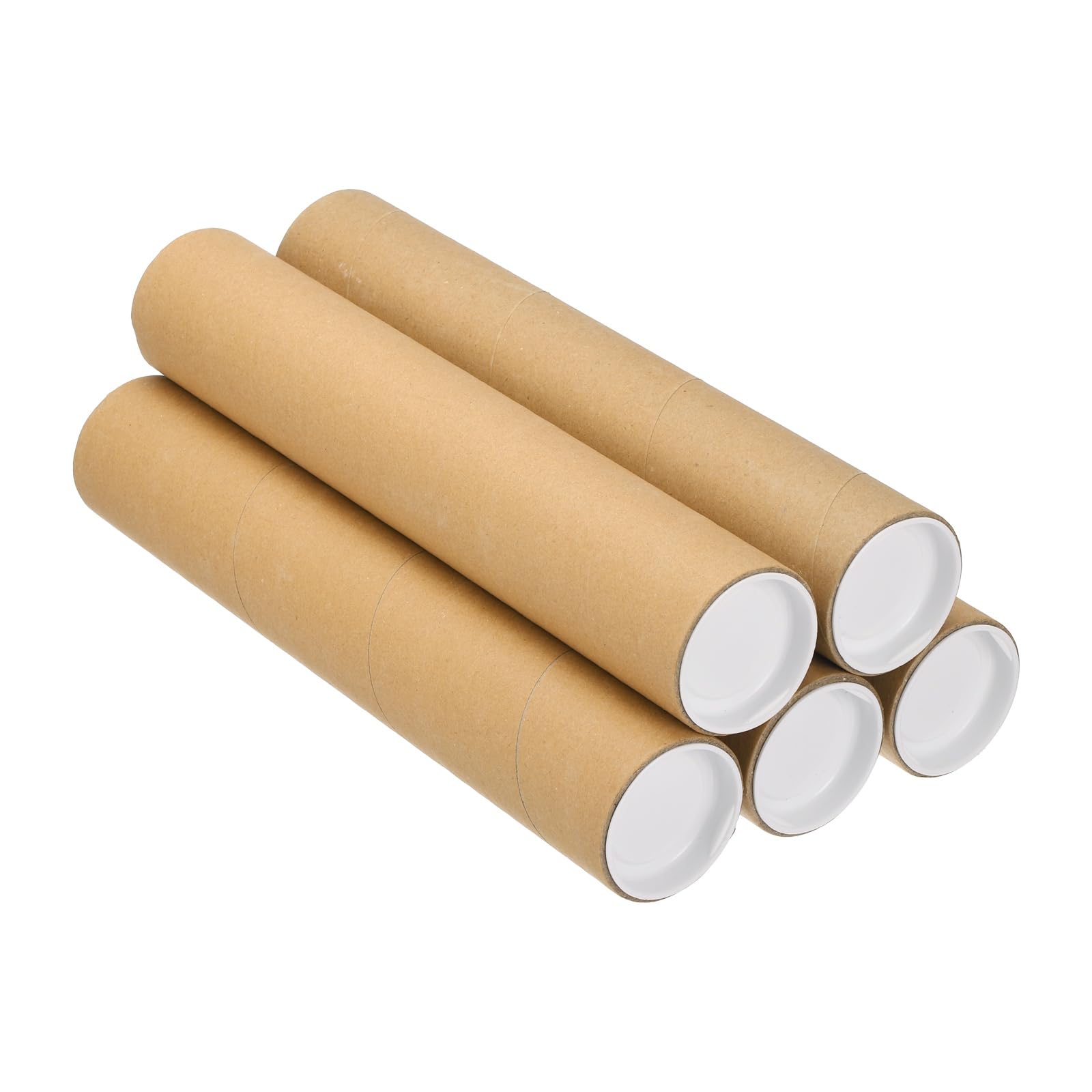 PATIKIL Postal Tube, (300 x 50mm, Brown) (5 Set) Kraft Mailing Tubes Poster Packaging Tube with Caps, Suit for - Shipping Storing Protecting Posters/Artwork Documents/Blueprint