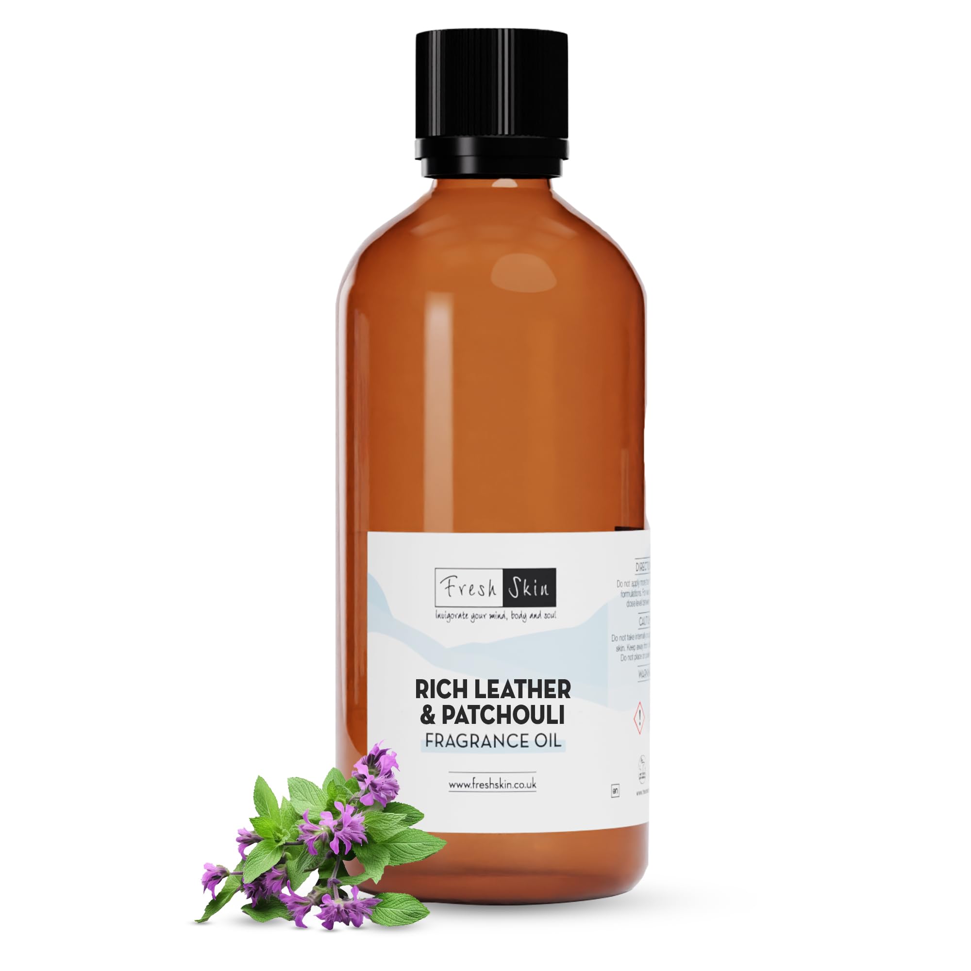 freshskin beauty ltd | Rich Leather & Patchouli Fragrance Oil 100ml - Candles, Bath Bombs, Soap Making, Reed Diffusers & Wax Melts - Cosmetic Grade - Vegan Friendly