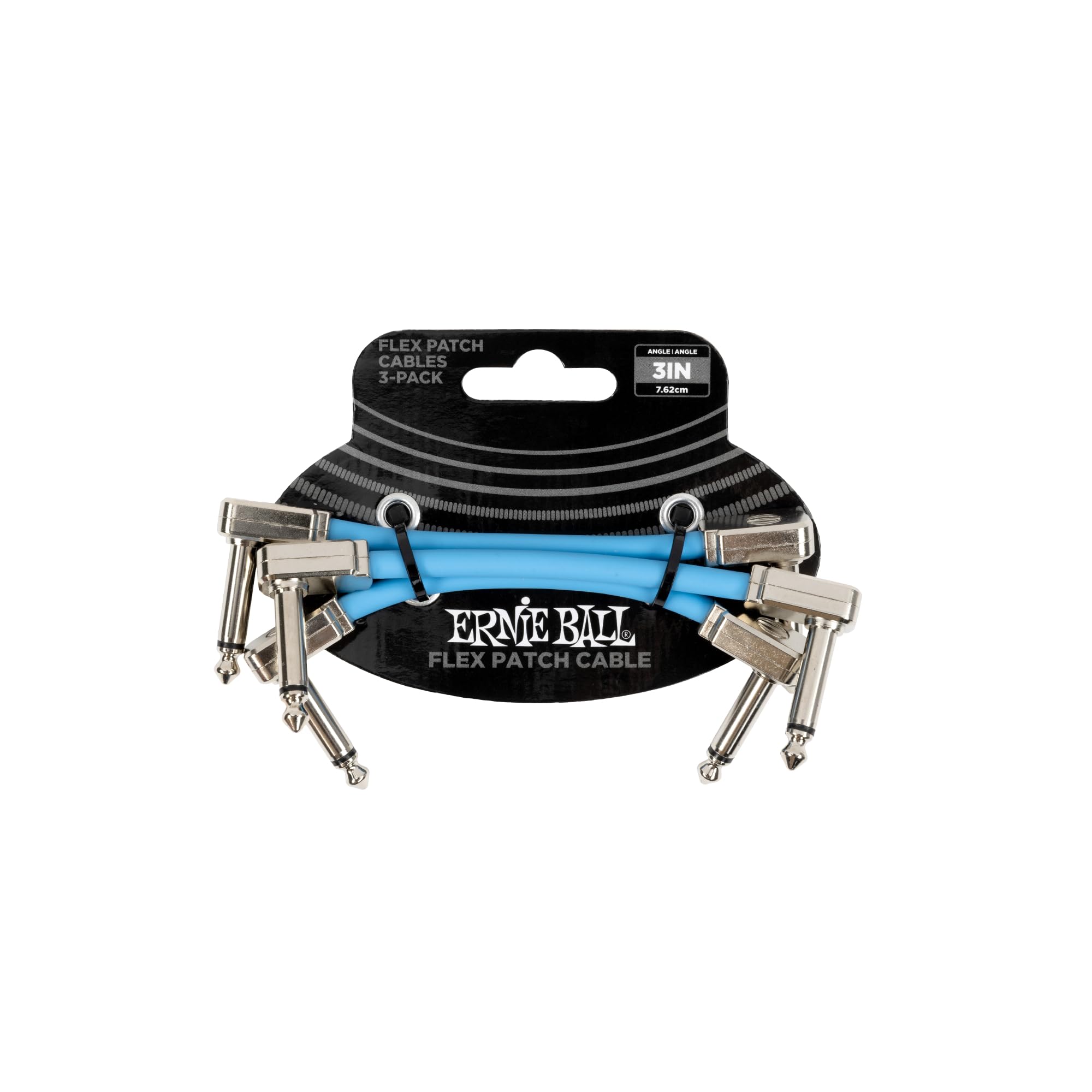 Guitar Patch Cable 3 Inch Ernie Ball Angled, Blue x3 Pack 100% Genuine