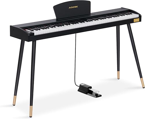 AODSK Piano digital para principiantes, teclado de 88 teclas, piano eléctrico de tamaño completo para principiantes, con soporte de partituras,
